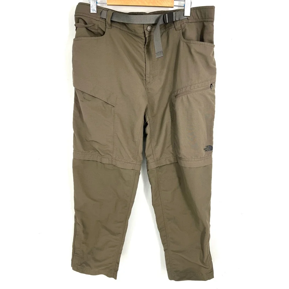 The North Face Paramount Trail Convertible Hiking Pants Mens XL Brown Zip Off
